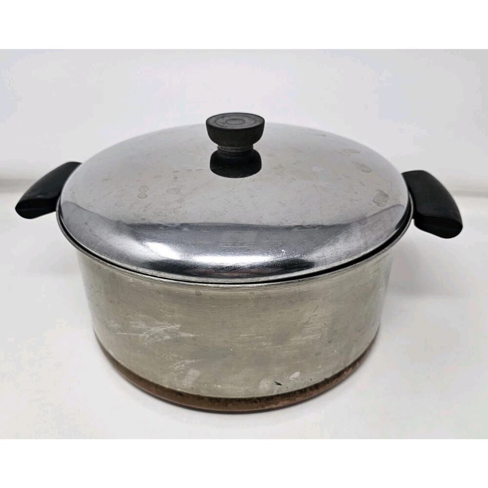 Revere Ware 6 Qt Stock Pot With Lid Copper Bottom Bake Lite Vintage